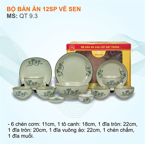 Bộ bát ăn 12 sản phẩm gốm sứ - Chi Nhánh Hà Nội - Công Ty Cổ Phần Sứ Việt Nam